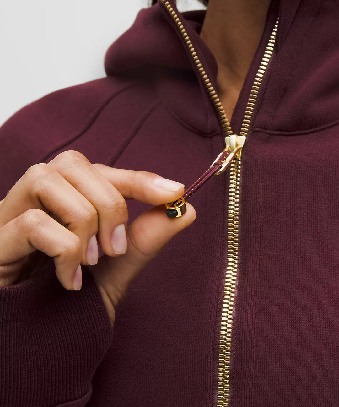 Scuba Oversize Burgundy Bay Gold Half - Zip Hoodie