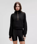 Scuba Oversize Black Gold Half - Zip Hoodie