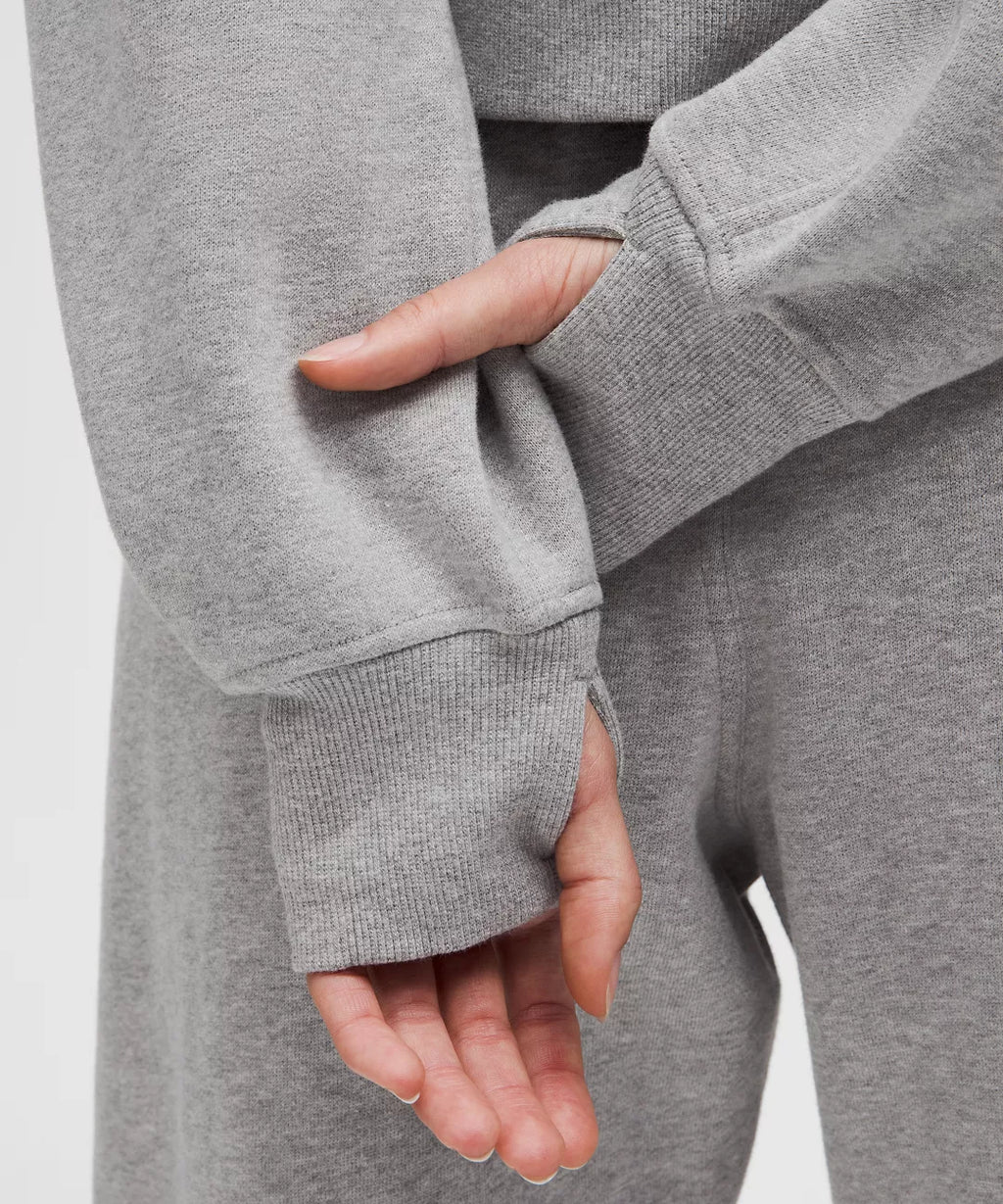 Scuba Oversize Gray Half - Zip Hoodie Set