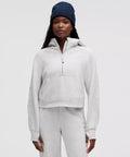 Scuba Oversize Ultra Light Gray Half - Zip Hoodie