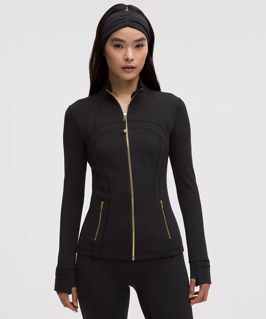 Define Jacket & Leggings Black Gold Zipper Set