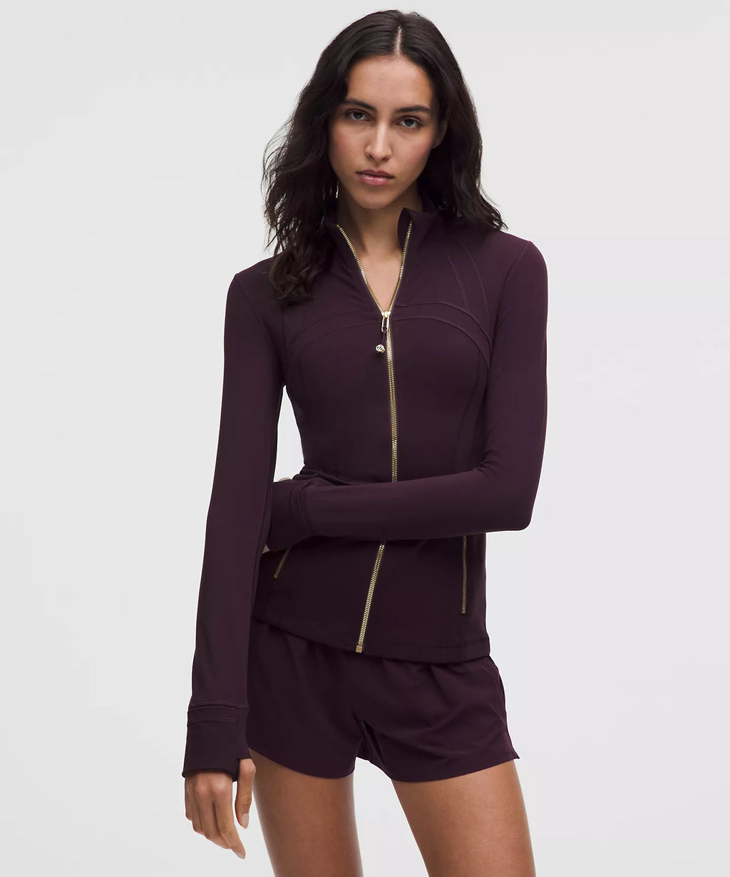 Define Jacket & Leggings Black Plum Gold Zipper Set