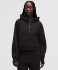 Scuba Oversize Black Half - Zip Hoodie Set