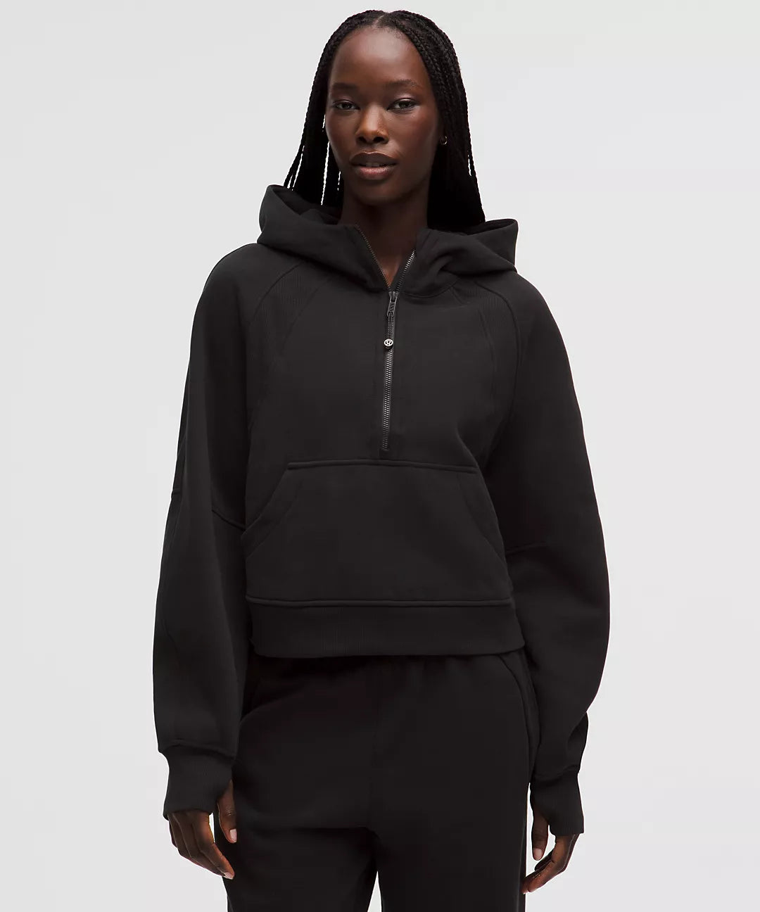 Scuba Oversize Black Half - Zip Hoodie