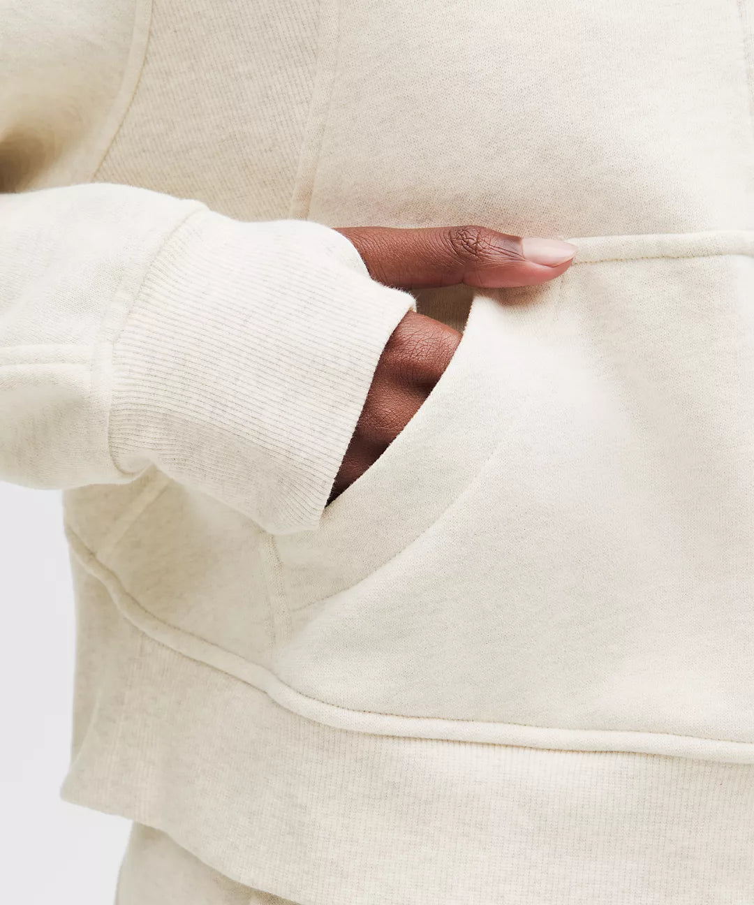 Scuba Oversize Heathered Bone Gold Half - Zip Hoodie