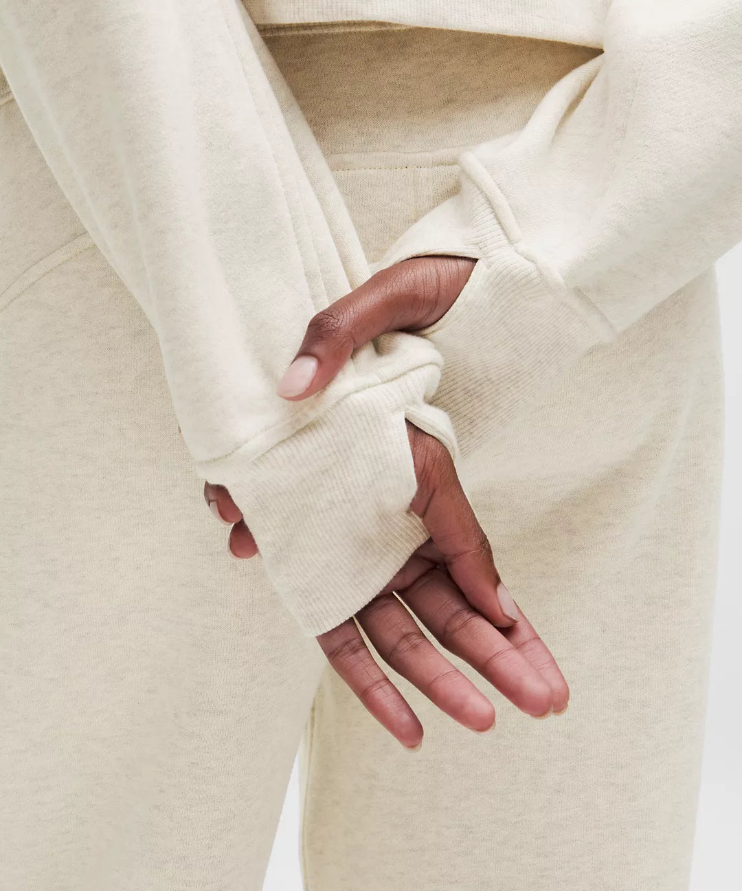 Scuba Oversize Heathered Bone Gold Half - Zip Hoodie