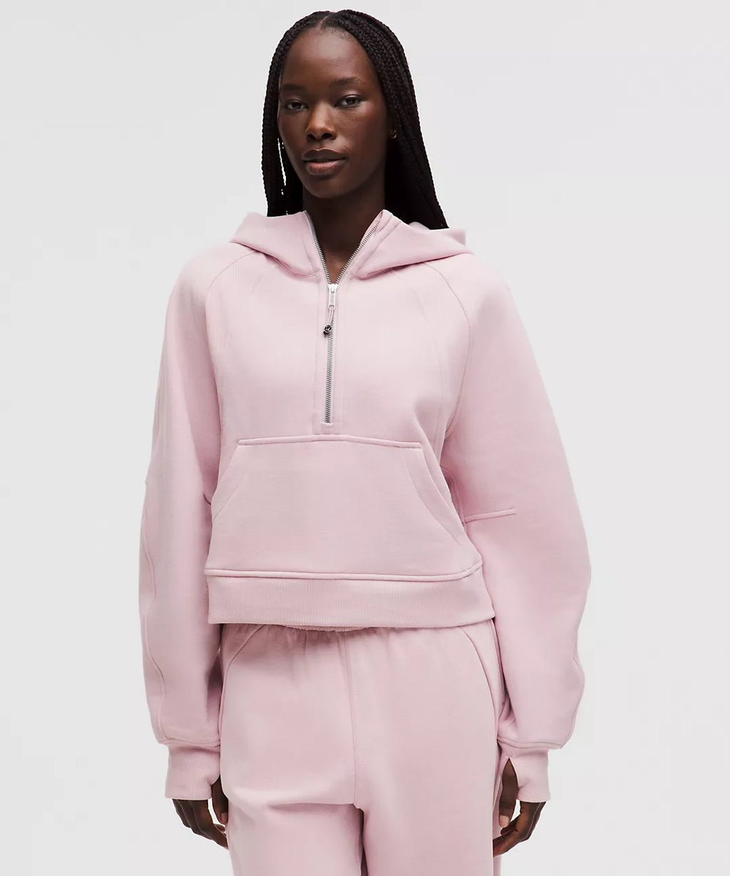 Scuba Oversize Pink Half - Zip Hoodie