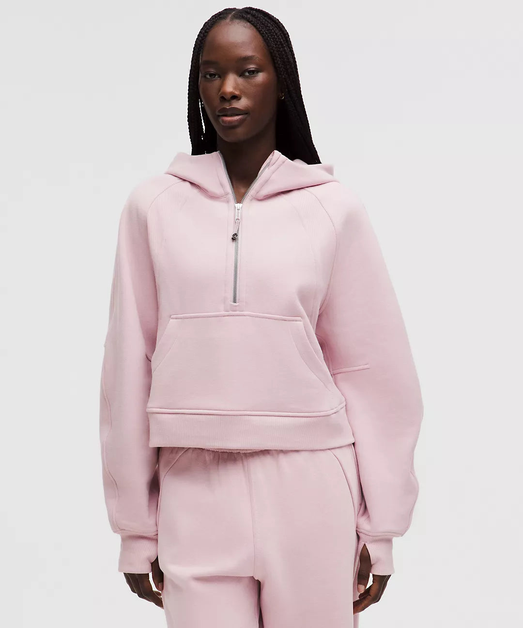 Scuba Oversize Pink Half - Zip Hoodie