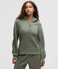 Scuba Oversize Willow Leaf Half - Zip Hoodie Set