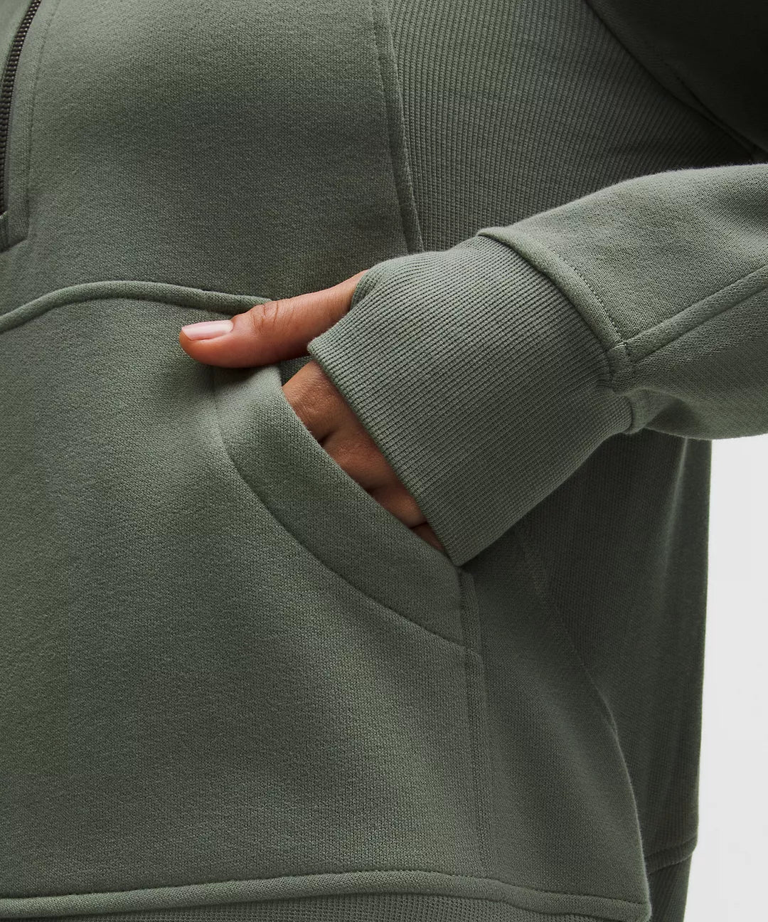 Scuba Oversize Willow Leaf Half - Zip Hoodie Set